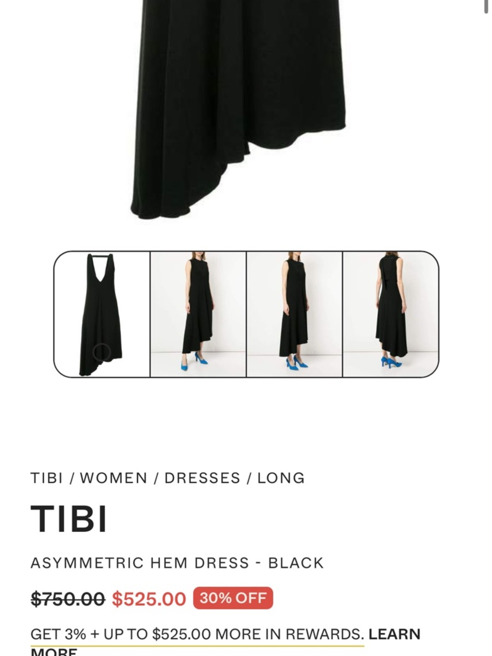 Tibi Black V-Neck Asymmetric Hem Women's Dress - Picture 2 of 9